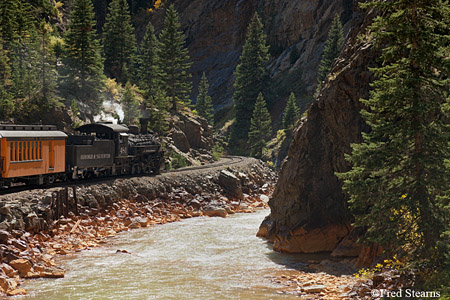 Durango and Silverton Narrow Gauge Railroad Engine 481 Animas River